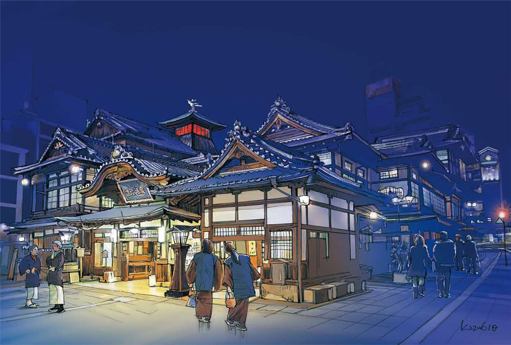 Dogo Onsen Night Art
