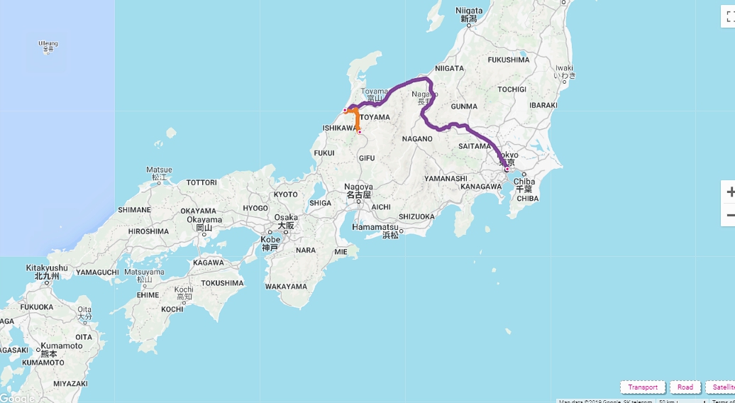 Kanazawa via Shirakawago Route